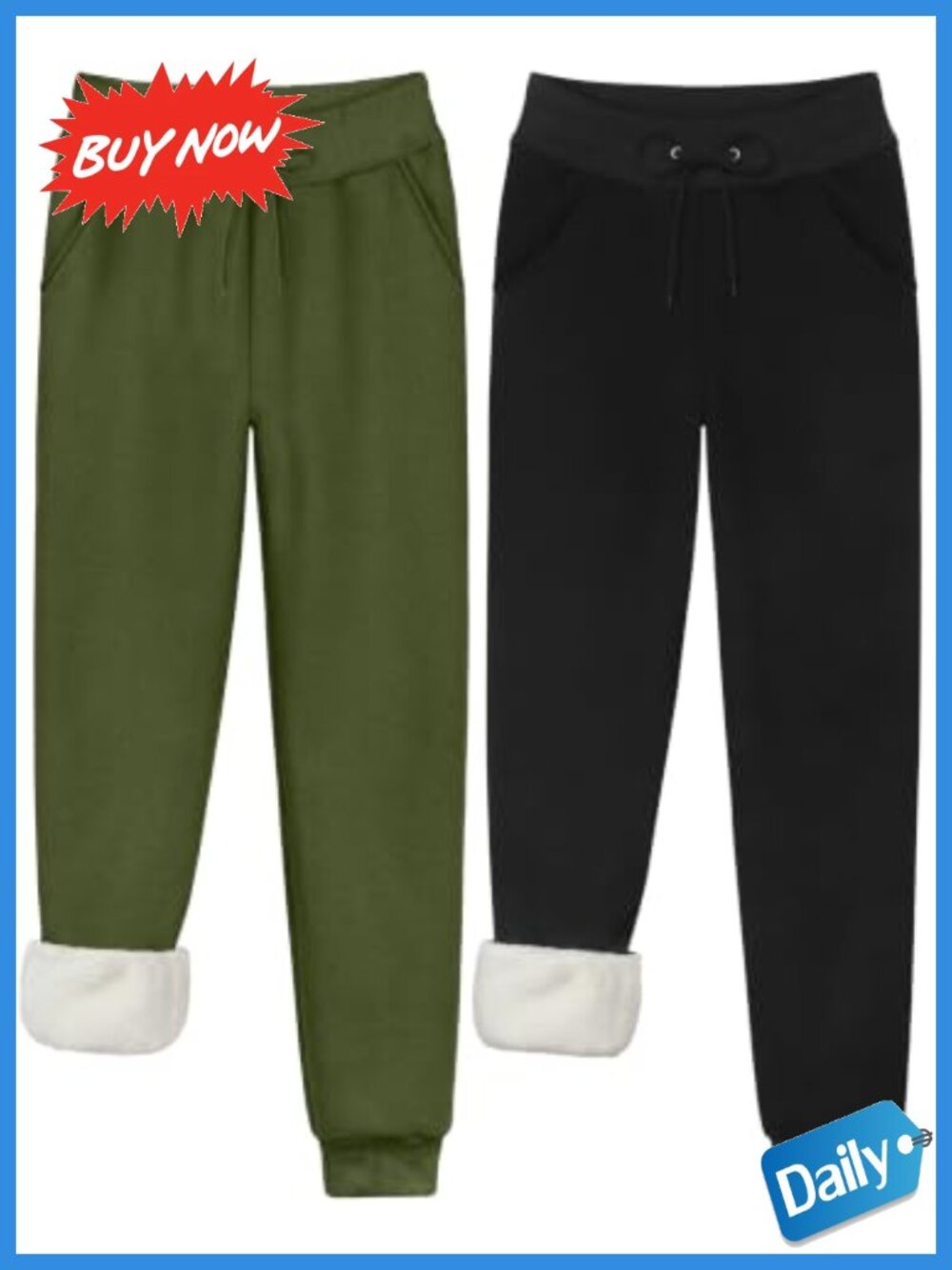2 Pack Women's Sherpa Lined Sweatpants Joggers with Pockets Warm Winter Athletic